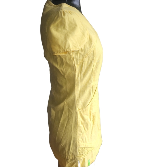Chlorophylle Yellow Hemp Blend Short Sleeve Dress XS - Picture 4 of 7